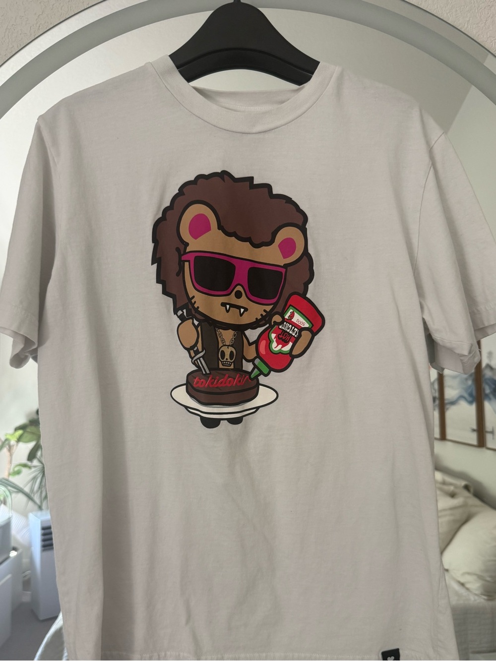 Tokidoki White Graphic Tee with Bear Character. Men’s large